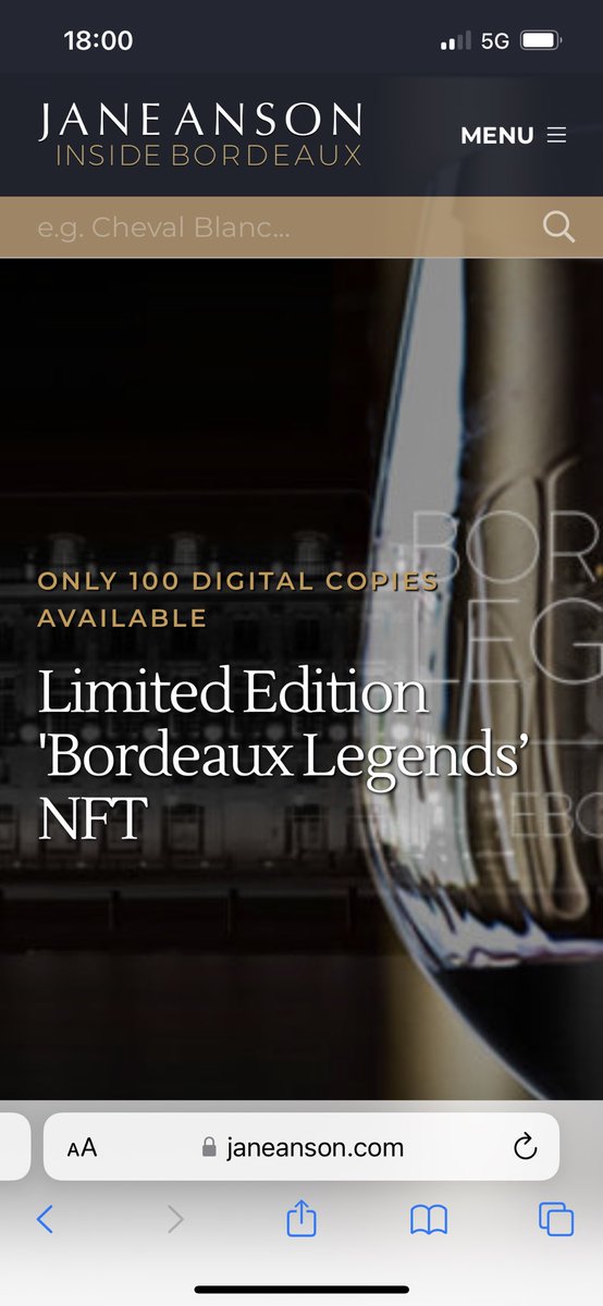 janeansonwine's tweet photo. Live now!!!  Head to https://t.co/4z4LDXATb4 #BordeauxLegendsNFT https://t.co/fktzjaJd8z