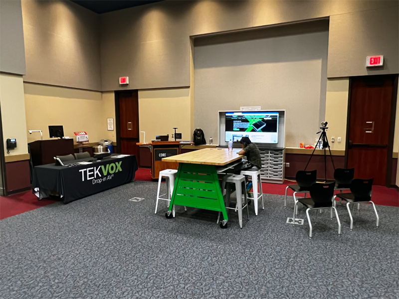 All set up and ready to go for #R4STEAM so come swing by and say hi! What's everyone looking forward to the most? #AVTweeps