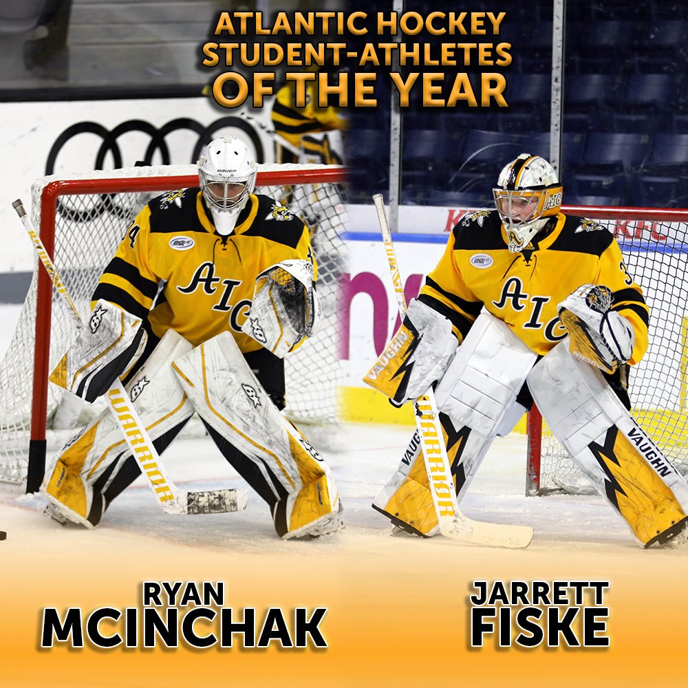 Say hello to your <a href="/Atlantic_Hockey/">Atlantic Hockey America</a> Student-Athletes of the Year, Ryan McInchak and Jarrett Fiske!

They lead 26 AHA All-Academic selections!

STORY: bit.ly/3nc480R

#AICommitted