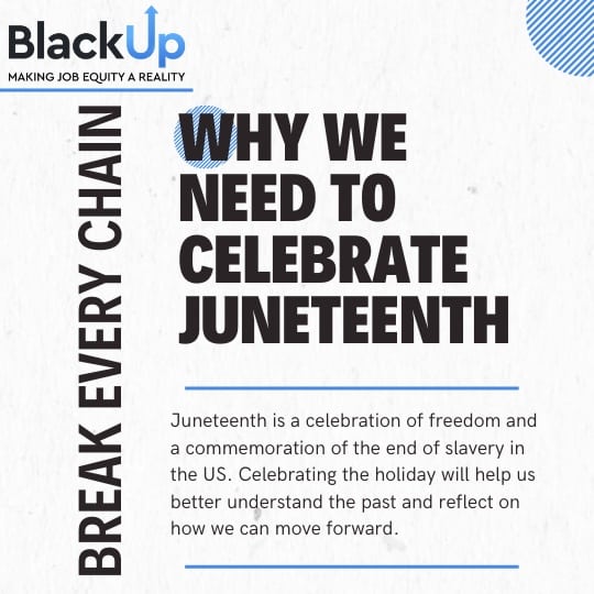 blackup_tech's tweet photo. Juneteenth is a celebration of freedom and a commemoration of the end of slavery in the US. Celebrating the holiday will help us better understand the past and reflect on how we can move forward.
#blackup #blacktech #blackprofessionals
#blackpride #blackjobs
#juneteenth https://t.co/W0Cg7QvEOQ