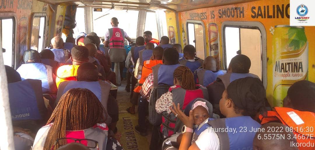 Lagferry's tweet photo. MF Majidun sailing to Victoria Island/ Falomo from Ikorodu with 30pax this morning as LAGFERRY Operations continue amidst fuel scarcity.

#Lagferry... Sailing You Safely
#EnsureProductivity...Go Lagferry
#SanwooluPerfomanceStrides
#ForAGreaterLagos

@jidesanwoolu @Mr_JAGs https://t.co/Sl2I0TijMx
