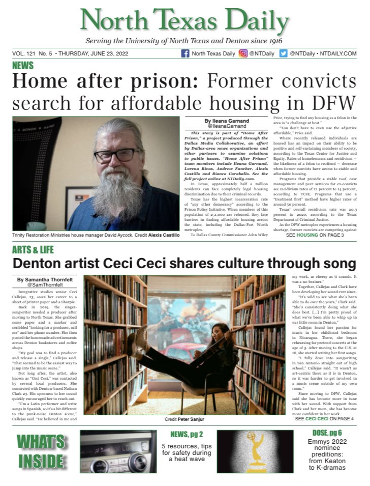 Happy Thursday! In this week’s issue, you’ll find stories about housing discrimination in DFW, a musician sharing her Latin roots through song and more! 

Read more here📲: ntdaily.com/newspapers/6-2…