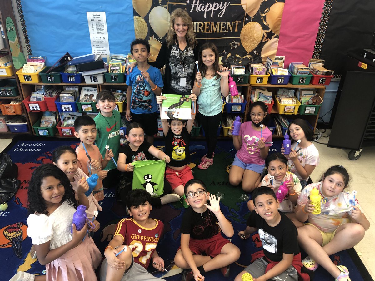 Today, we celebrated with end of the year with Jiji! We received pencils, erasers, pens, stickers and bracelets! #stmath ⁦<a href="/CornwellAveES/">CornwellAveES</a>⁩ ⁦<a href="/MrsKarroll/">Mrs. Karroll, NBCT</a>⁩