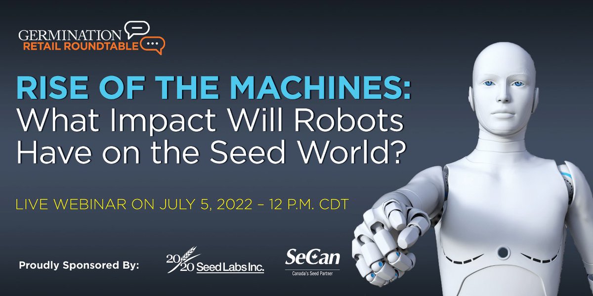 SeedWorldCAN's tweet image. Register for our next webinar! We'll chat about robotics and machine learning and how our industry will be transformed by them. Feat. @RSaik, @RickRutherford1 &amp;amp; @EMILI_Canada. Sponsored by @2020SeedLabs &amp;amp; @SeCan! REGISTER NOW at hubs.li/Q01fn7j20