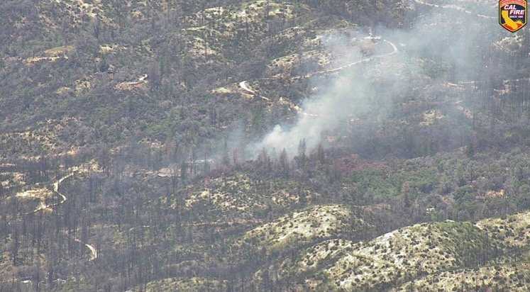 CodeRed001Blue's tweet photo. 12:54pm 6/23/2022 VEGETATION FIRE #CanfieldFire Canfield Drive & Springer Road, Butte County. 2 acres with a SROS. Within the North Complex Fire burn scar. One additional dozer and engines requested. Air Attack 230 overhead with Tanker 88 inbound out of Grass Valley. https://t.co/7Ut66406cg