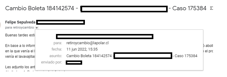 FelipeS58815922's tweet photo. @lapolarchile como puedo saber el estado de mi caso 175384, mande el correo como me solicitaron pero no tuve confirmación de recepción ni nada... tengo un producto ya pagado que no puedo usar, solo xq el despacho no tuvo el cuidado suficiente y llego dañado https://t.co/IxiTotODJO