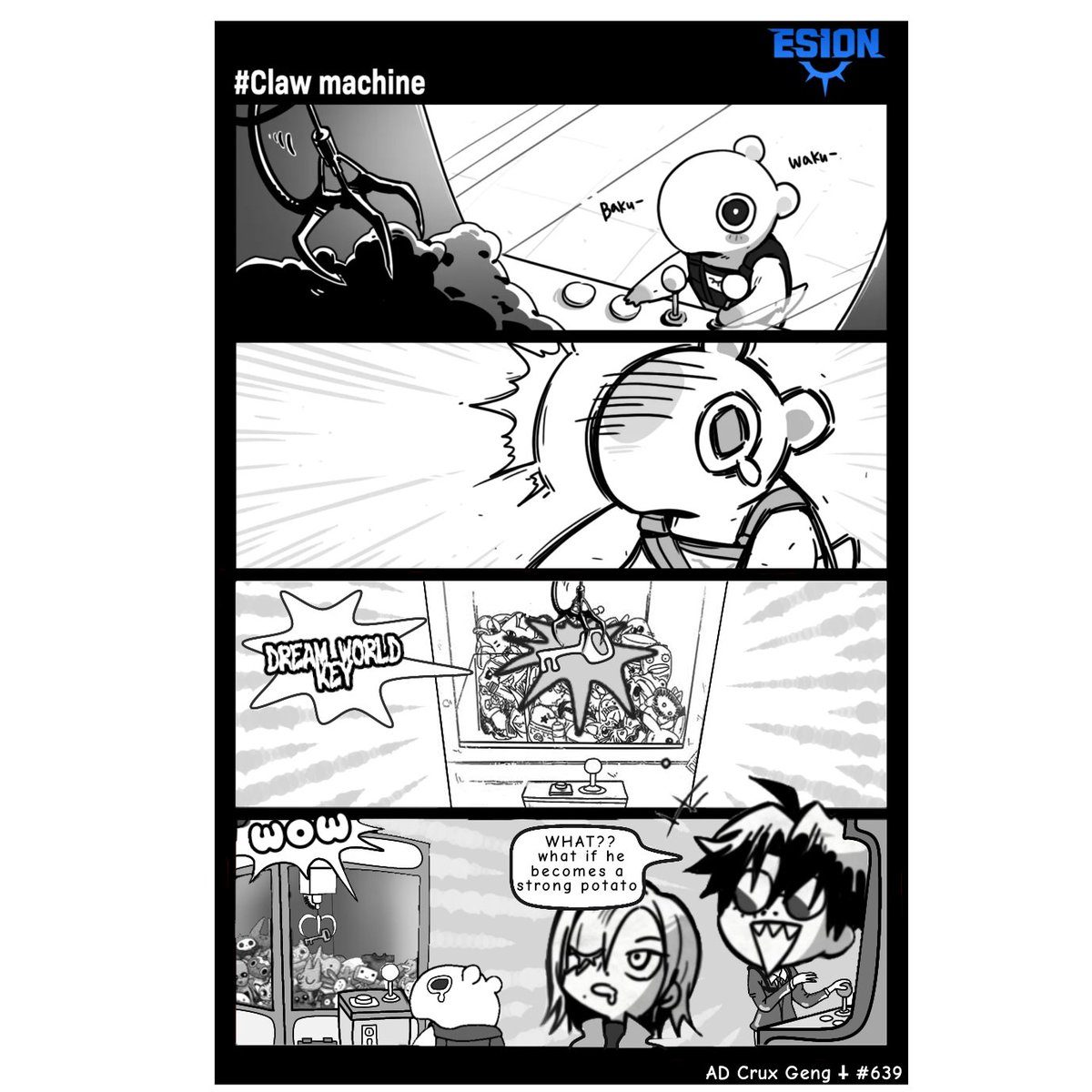 CarloBa34025361's tweet photo. Hope you like the simple art and story from my mind that formed and became the reason why i finished this comic strip
#Claw_machine
@ESION_Club
Discord ID: AD Crux Geng ⸸#6395 https://t.co/swkIhBJQAJ