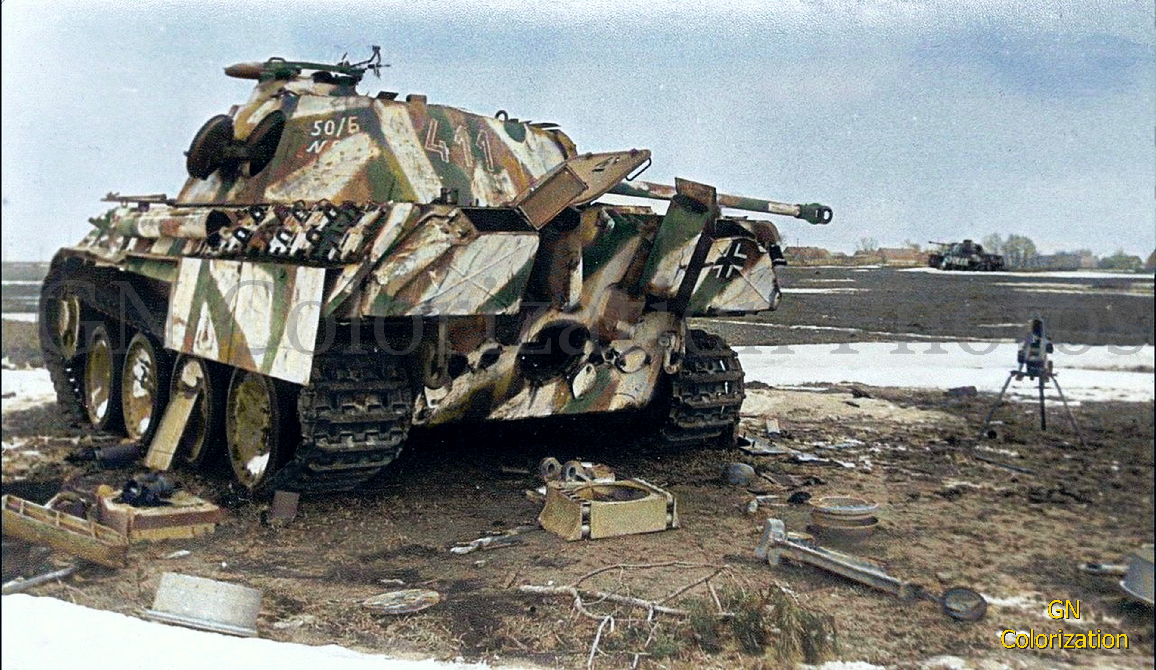 Подбитый танк пантера Германия 1945