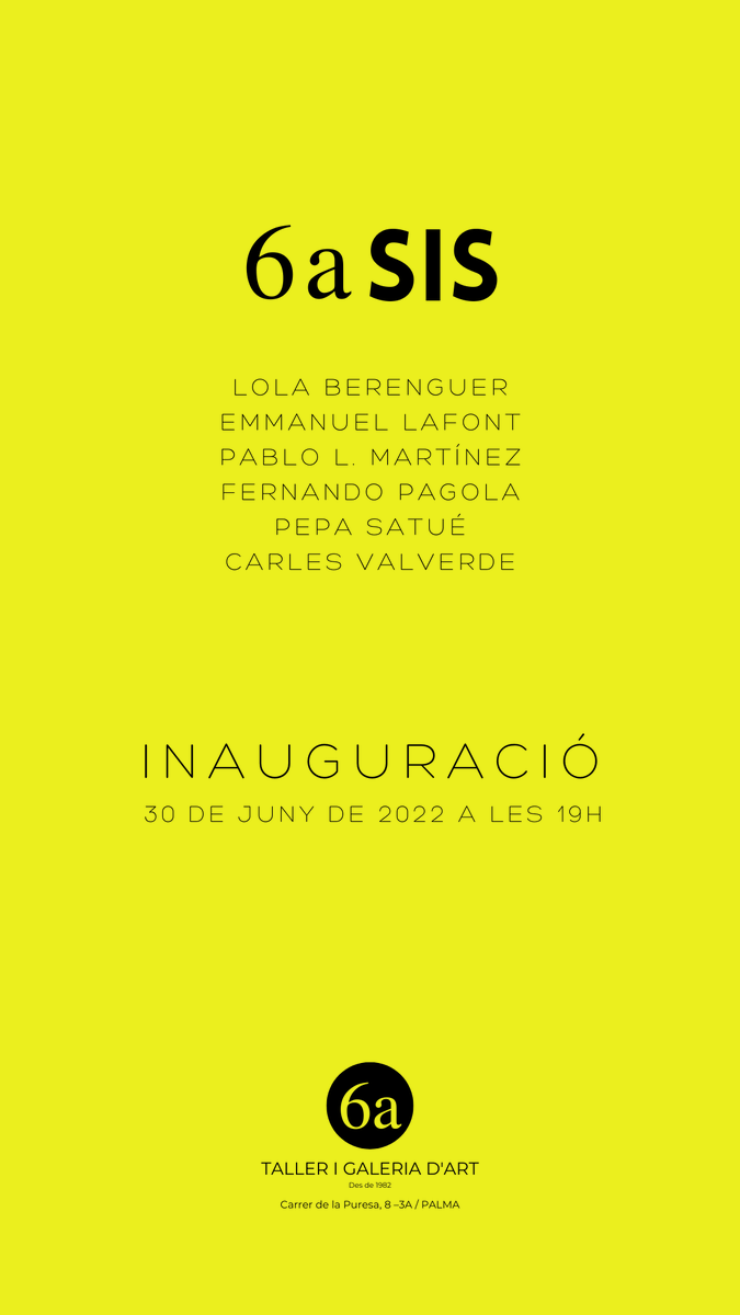 bel_font's tweet photo. Dijous dia 30 de juny a partir de les 19h toca gaudir la intensitat creativa i tècnica que hem viscut en la @6a_art gràcies a SIS grans creadors durant els darrers mesos. Quasi res! https://t.co/xOODIvedhk