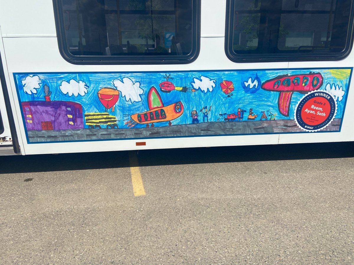 Art created by students from <a href="/SchoolLakeridge/">Lakeridge School</a> and Alvin Buckwold that illustrates the theme of active transportation will adorn the side of 10 <a href="/stoontransit/">Saskatoon Transit</a> buses this summer. Congratulations to the artists! #spslearn 

LEARN MORE: ow.ly/rufV50JG6OZ