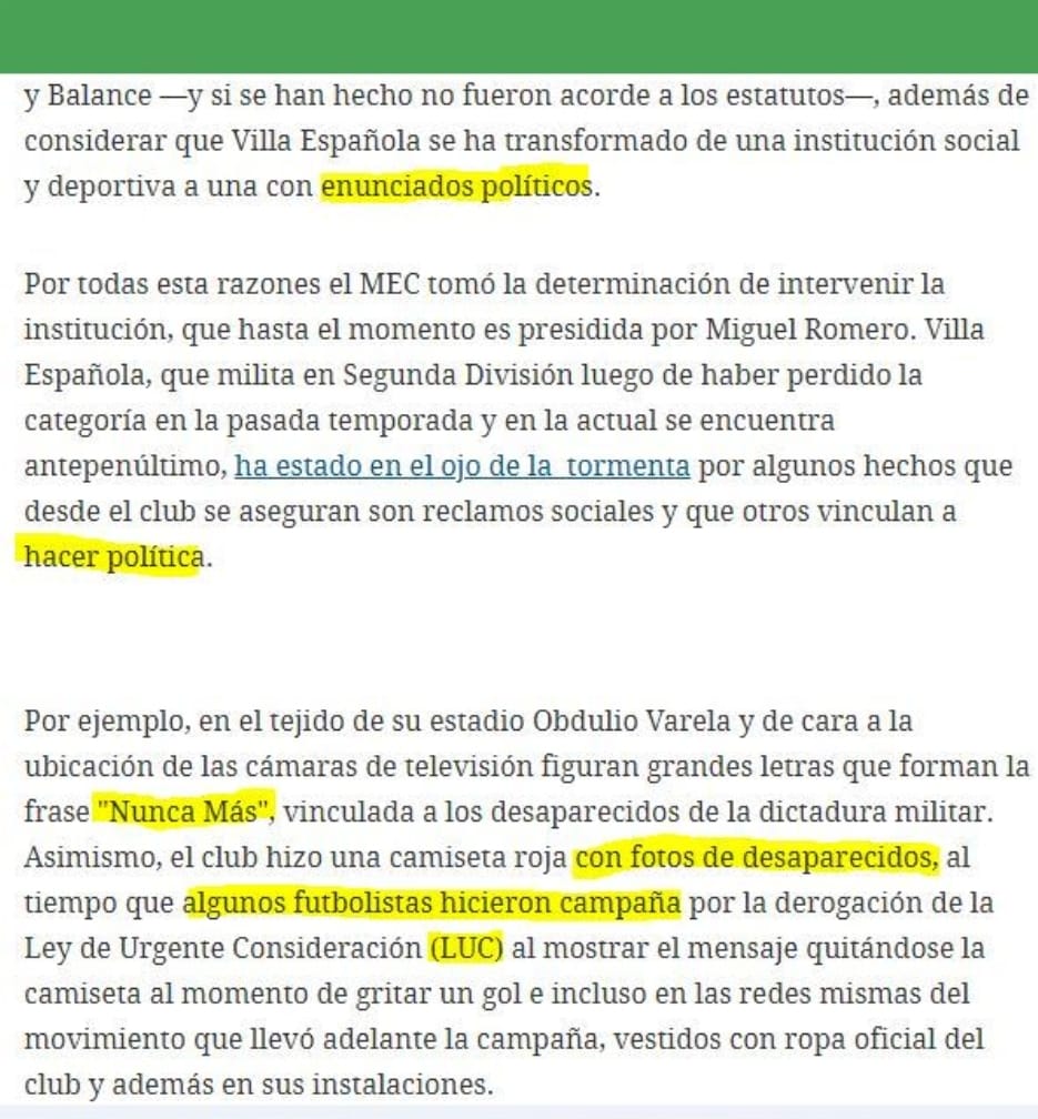 AlfTuitea's tweet photo. "Se ha transformado en una institución social y deportiva a una con enunciados políticos"

Una "intervención para depurar el padrón" de @VillaEspOficial.

Esto es gravísimo! #ApoyoAVillaEspañola https://t.co/qvcqzmJO0Y