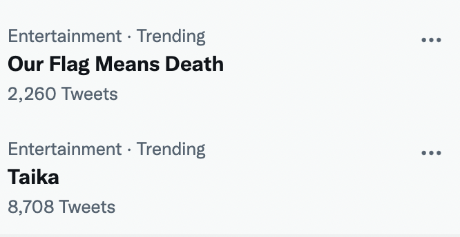 politecultureho's tweet photo. are OFMD and Taika ever NOT trending now? love this for us 🙏 https://t.co/h138fGibAy