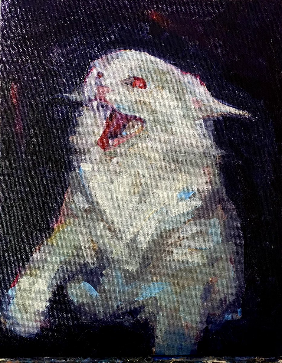 「kitty, oil on canvas 」|twinsmoonのイラスト