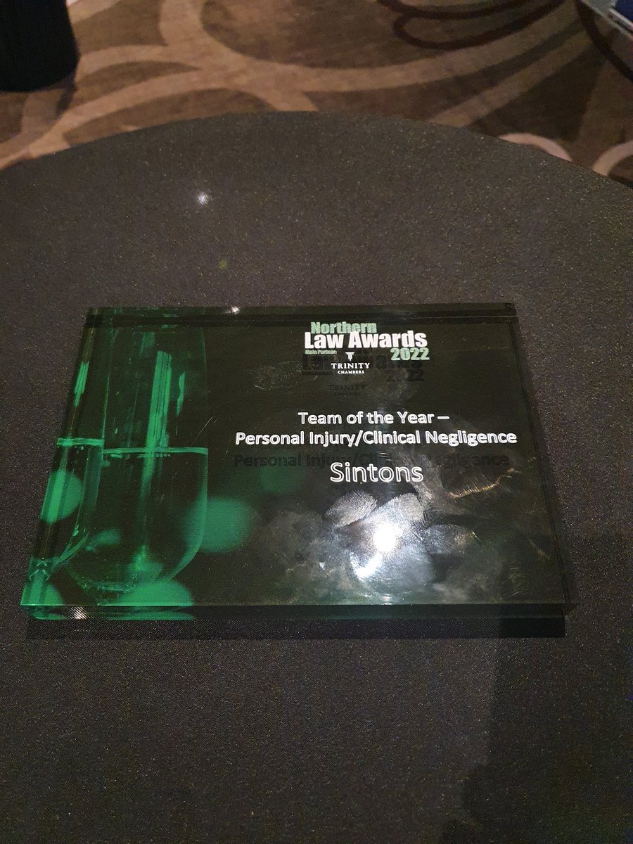 I've accepted this tonight for every person in the various teams who support our catastrophically injured Clients and help them in their journey to rebuild shattered lives, and I am as proud as punch. I retyped the last bit to clean it up <a href="/sintonsneuro/">Sintons Neuro</a> <a href="/SintonsLaw/">Sintons LLP</a>