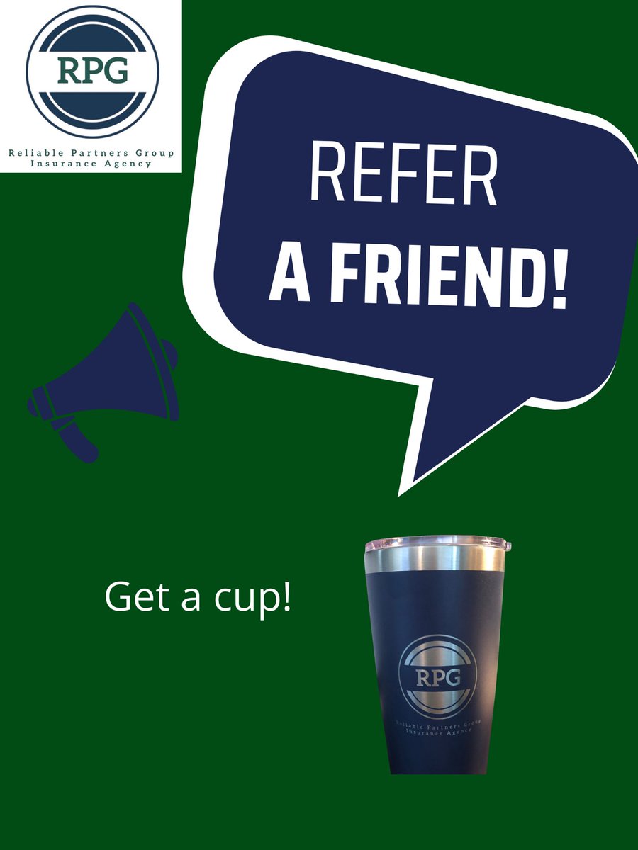 rpginsurance's tweet photo. For the next week, Friday 6/24 to Friday 7/1 we are going to do a referral giveaway. For every referral we get and quote. The person who sent the referral will receive a metal tumbler from us. https://t.co/KN3IDx8sNx