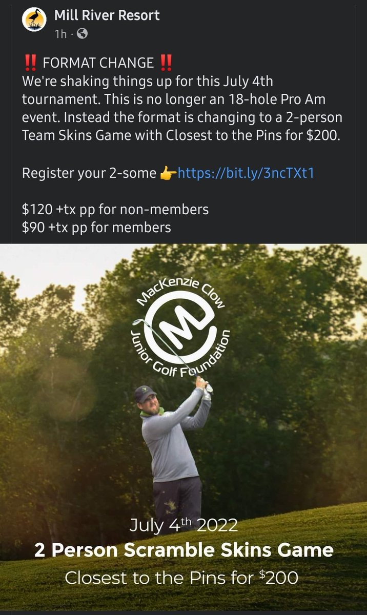 Everyone in the PEI Golf community should play in this event if they are able. Note the format change. All going towards a good cause in honor of a great guy lost to soon. <a href="/PEIGAGolf/">PEI Golf Association</a>