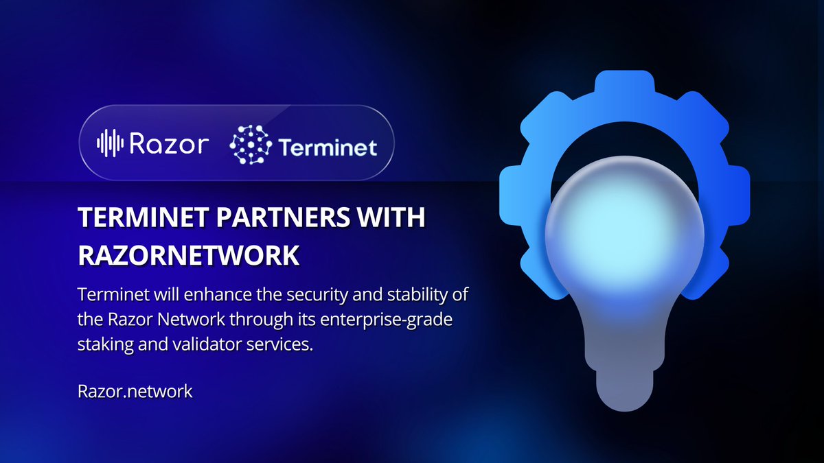 SplendolinT's tweet photo. #RazorNetwork 🤝  #Terminet

#Terminet will enhance the security &amp; stability of the Razor through its enterprise-grade staking &amp; #validator services🔥

This alliance will also enhanced #Decentralized #Oracle Solution for #DeFi and #web3 for @razor_network

https://t.co/1b69SXerC9 https://t.co/zu4byaGQYh