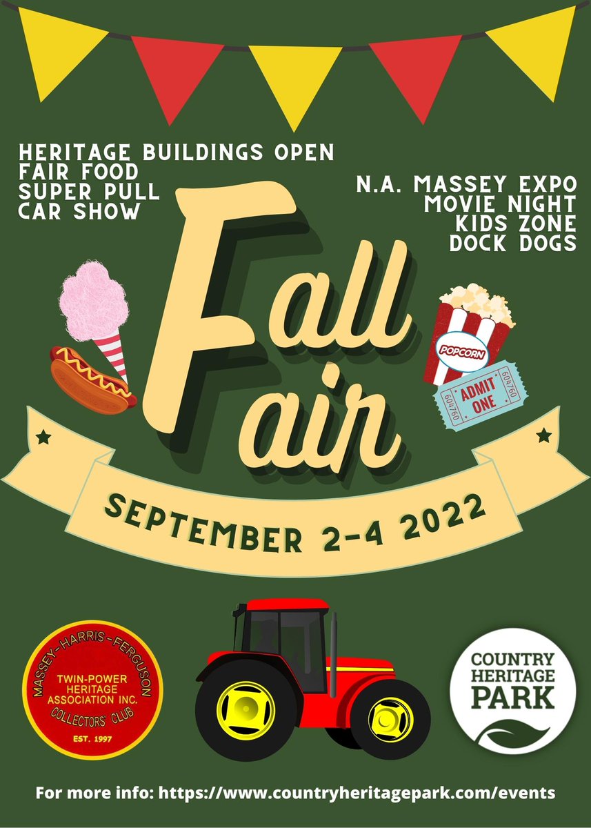 CHeritagePark's tweet photo. Save the date for our 2022 Fall Fair! 
More information to come...see you there! 🥰🎉
https://t.co/R7EV1GKQCL 

#heritagebuilding #fallfair #movienight #kidsactivities #kidzone #dockdogs #carshow #classiccars #superpull #fairfood #community #nonforprofit #homecraft #tractors https://t.co/7bknziLfWL