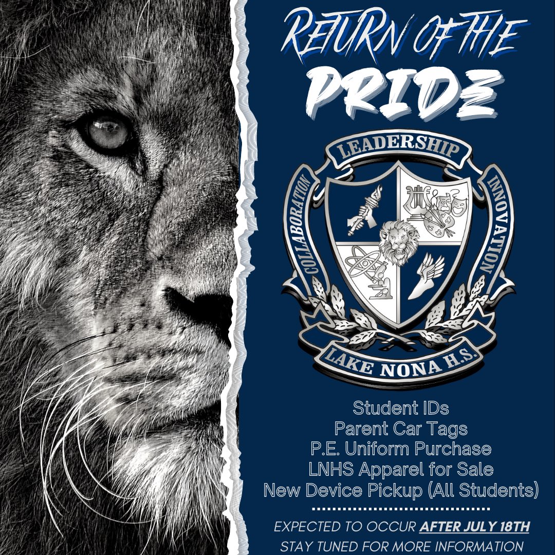 We are gearing up for our largest Return of the Pride events EVER! More details are coming soon, but all students should plan to attend on their assigned date in order to make sure they have all necessary items to be successful on our campus!