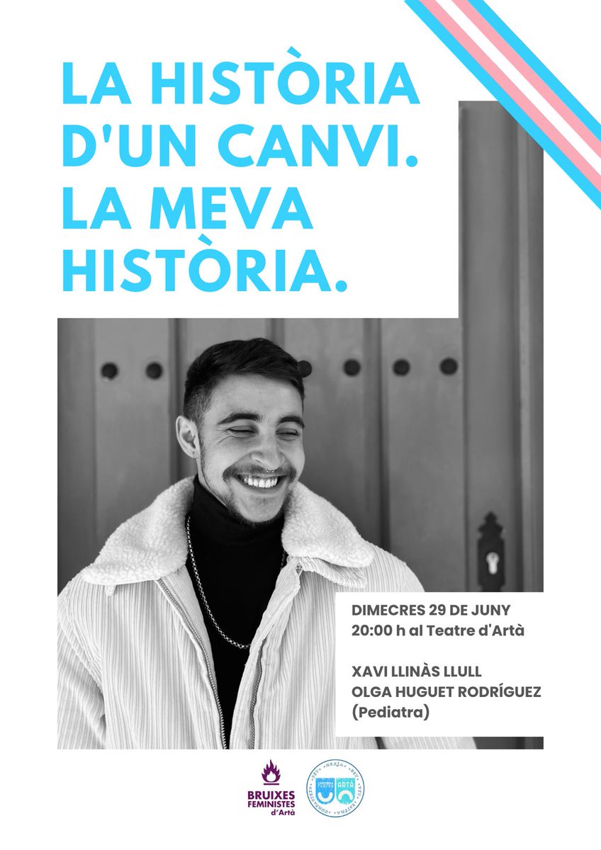 🌈 En motiu de la Pride Week hem decidit gaudir d'una vetllada amb una història personal i contada
 de primera mà.
👉 La història d'un canvi. La meva història.
🗣️ Xavi Llinàs (Protagonista)
🗣️ Olga Huguet ( Pediatra)
📍 Cafeteria del Teatre  d'Artà
📆 Dimecres 29 de juny 
⏰ 20h