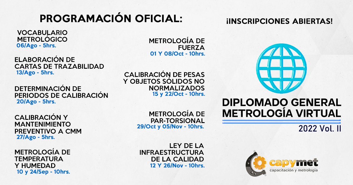 LCapymet's tweet photo. ¡DGMV 2022 Volumen II !🌐👩🔧🤓✨⚙️
✨REGÍSTRATE AHORA.✨
Participa en el mejor programa de capacitación en metrología.✅
Comunícate a 🌐info@capymet.com
.
.
.
.
.
#LaboratorioCapymet #Diplomados2022 #cursosonline #PuertoInteriorSilao #empresa #Especializate #Silao #silaogto https://t.co/TMtEwnKDxU