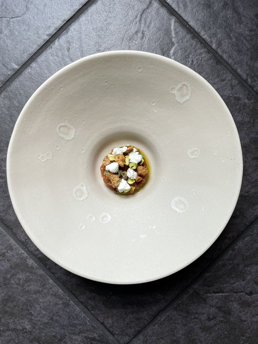 Chefjono2's tweet photo. San marzano tomato, tiger milk, pistachio, salted cheese.
@vandvleeds #leeds #tastystuff 🤤 https://t.co/VGiwMvHXoE