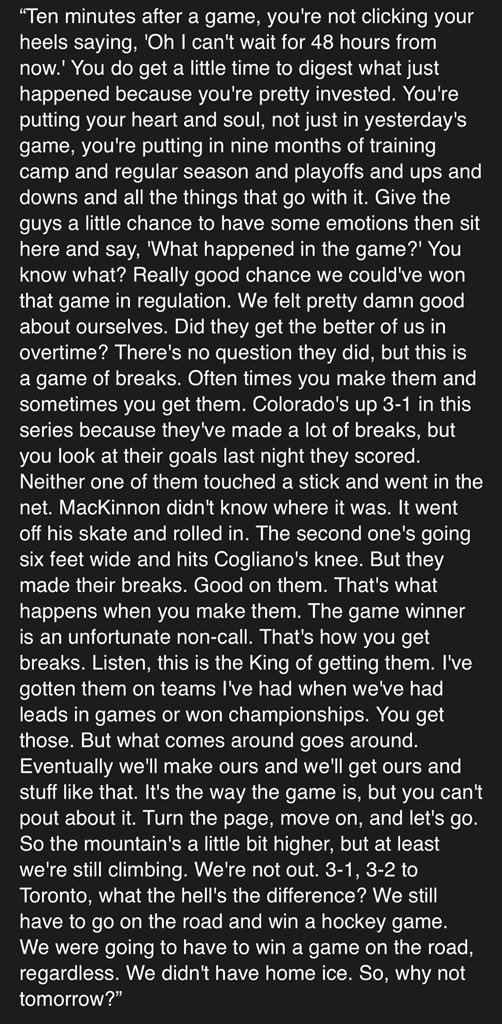 Chris_Krenn's tweet photo. #Bolts Cooper with a long answer on the emotions from immediately following the game last night to today. Worth the read. 
#TBLvsCOL https://t.co/3b0z01uTee