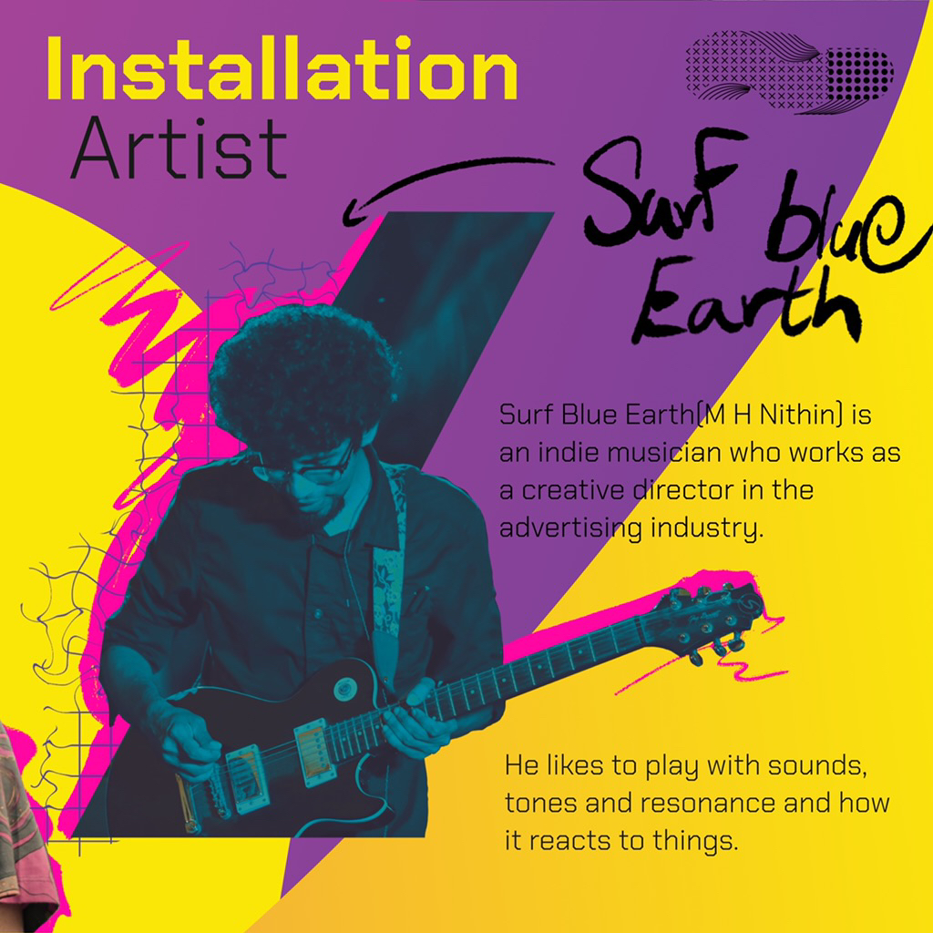 Utopiandystopi2's tweet photo. Presenting our installation artist, Indie Musician, Surf Blue Earth
#utopiandystopia22 #bridgingworlds #ekamanekam
#artkochi #keralaartscene #arttechdesign https://t.co/rArGm1xdXn