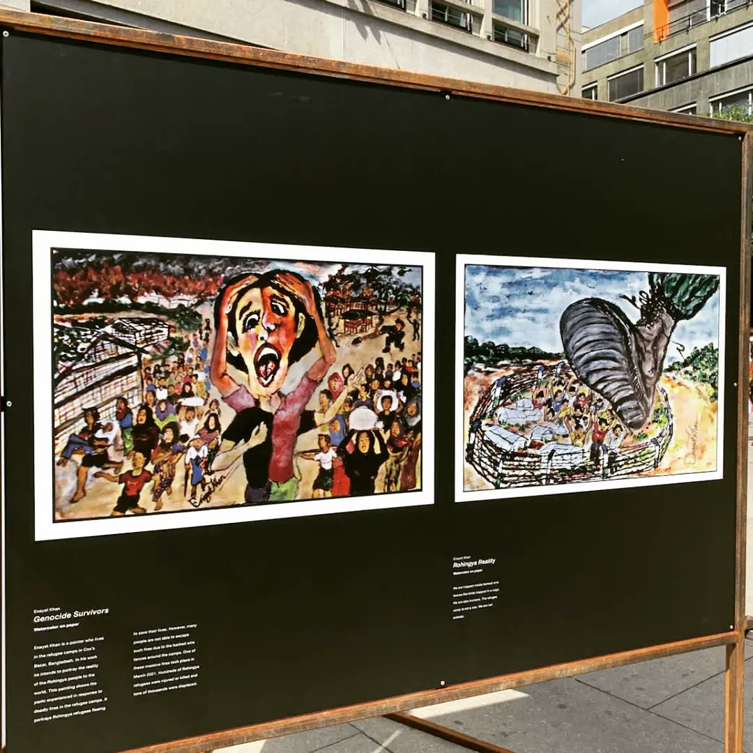 Painter_Enayet's tweet photo. Alhamdulillah, My #paintings have been #exhibited in Norway.
#rohingyaartist #painter_enayet #rohingyaart #exhibition #Norway https://t.co/jrvn7d65So