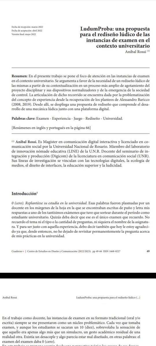 contrapunto's tweet photo. Les comparto un artículo que acaba de salir en los Cuadernos de Game Studies.
Título: "LudumProba: una propuesta para el rediseño lúdico de las instancias de examen en el contexto universitario"
Gracias @LuOulton por la invitación!
#DigicomUNR
#LINEUNR  https://t.co/wsvJz3ZhR9 https://t.co/V6vzzJIJLc