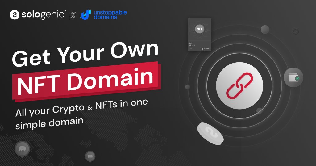 Send, receive, and store all your #Crypto and #NFTs under one simple domain. 

Easily access <a href="/unstoppableweb/">Unstoppable Domains</a> through the wallet section of the #Sologenic DEX.

🔗Get a custom domain - bit.ly/3xMXCCD
🔗What is an NFT domain? - bit.ly/3xxoTZR

#GoSOLO