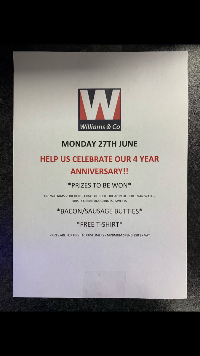 4 year anniversary…come and join us.
Prizes, food, drink and let’s not forget the free T shirt! 
Join us on Monday 27th June!
#williamsmancfam #manchester #4years