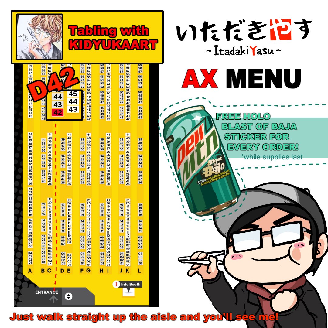 MY ANIME EXPO MENU IS READY!!! 
I think I was able to put everything on here! 😂

#AX2022ArtistAlley #AnimeExpo2022 