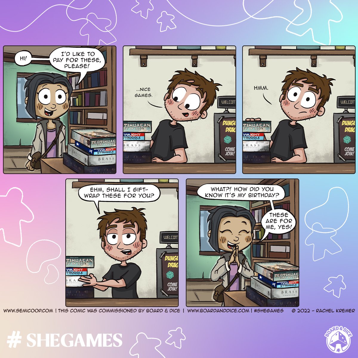 BoardAndDice's tweet photo. Women arenโt afraid of playing complex games! They play, they fight and (often) win. Moreover, they do the board game shopping too!
Ladies, what games have you purchased recently? ๐ธ๐ง
#shegames @semicoop https://t.co/2XW8Q3f2hI