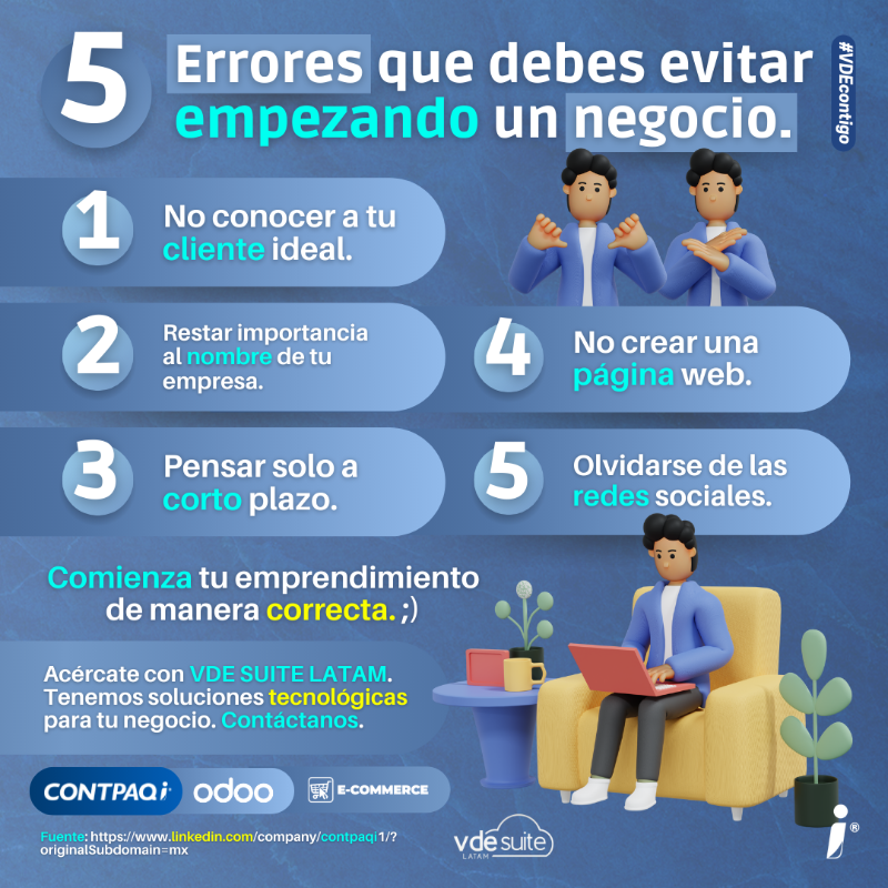 VDESuite_LATAM's tweet photo. No tomar 🙅🏻‍♂️ en cuenta estos 5️⃣ puntos comenzando tu #emprendimiento podría llevarte al cierre de tu #negocio. 😱❌

En @VDESuite_LATAM 🌐 te ofrecemos las soluciones 💻🛒⚙ ideales para comenzar al millón en tu apertura. 💯🔥

Contáctanos: 👇🏻
📨 hola@vde-suite.com
📲 56 1462 0435