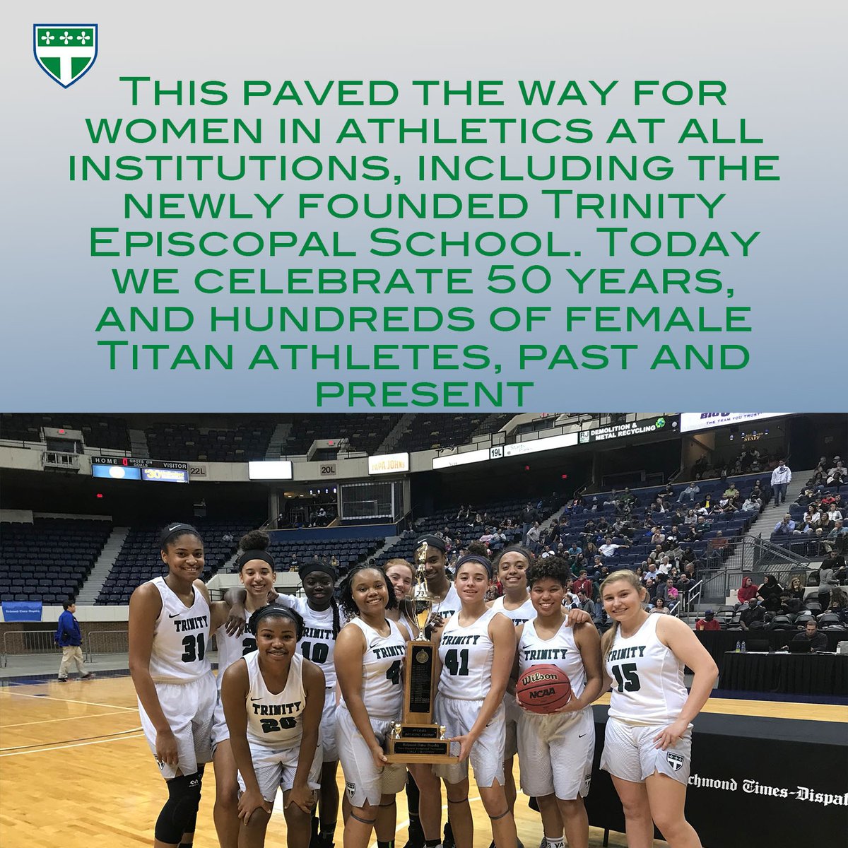 TES_Athletics's tweet photo. Today, June 23, marks the 50th anniversary of Title IX. This legislation opened the door for women in sports across the country. We are happy to celebrate the past and look forwards to the future of our Titan athletes! https://t.co/l2pJL667ki