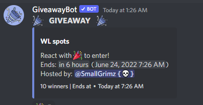 SmallGrimzDAO's tweet photo. We are giving WL spots via giveaway bot inside the server! 💀

Join here: 
https://t.co/NIsSzVNR0p

#NFTCommunity #Solana #SolanaNFT #NFTGiveaway #nftart https://t.co/eGX8m4Awuo