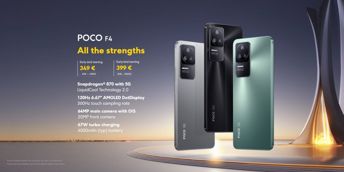 NishantBareilly's tweet photo. #POCOF45G Launched in India and Globally

Specifications 
6.67" FHD+ 120Hz E4 Amoled Display
360Hz Touch Sampling Rate
Dolby Vision Certified
MEMC support
1300 nits Peak Brightness
Gorilla Glass 5 Protection

Snapdragon 870
3112mm² Liquid Cooling System
6/8/12GB LPDDR5 RAM https://t.co/xDWgaan4VN