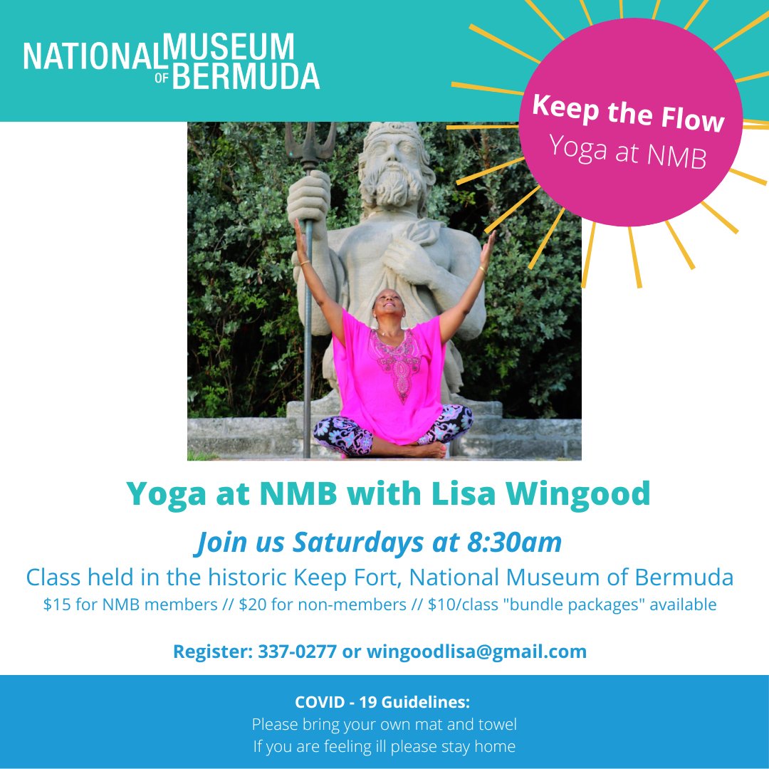 NatlMuseumBDA's tweet photo. Keep the Flow yoga classes at NMB are the best way to start your weekend!
Join Lisa Wingood for a unique, peaceful yoga experience in the grounds of the Keep Fort, every Saturday at 8:30am.
Register: wingood.lisa@gmail.com.
#yoga #bermudayoga #museumyoga #keeptheflow https://t.co/MwhfdZd1sQ