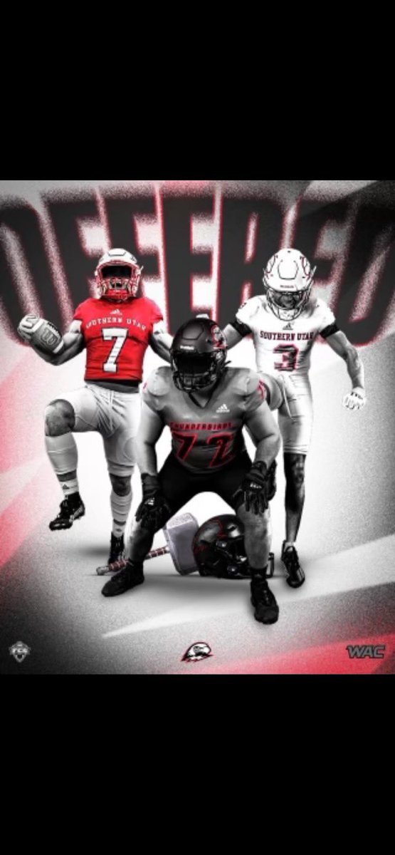 Adam_Stephens58's tweet photo. After a great conversation with @delanefitz,  I am truly blessed to receive my first d1 offer to play at Southern Utah University!  Thanks to all the  @SUU football coaches! @CoachATrain99 @coachblairp @skyridgefb @coachoffa @alpharecruits15. @ezwrighter10 @mooseb90 @247sport https://t.co/Narrlq06Lo