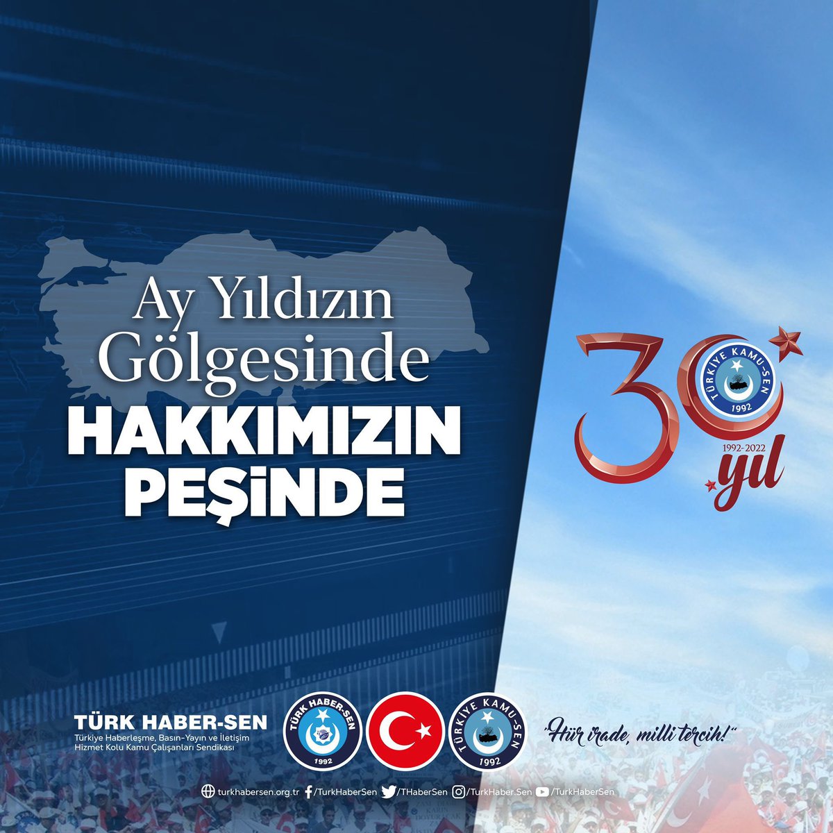 Türk Milletinin değerlerini özümsemiş Türk memurunu, 30 yıllık tecrübemize güvenerek gölgelenebilecekleri ulu çınarın altına davet ediyoruz.

Türkiye Kamu-Sen 30 yaşında!🇹🇷#Kamusen30Yaşında