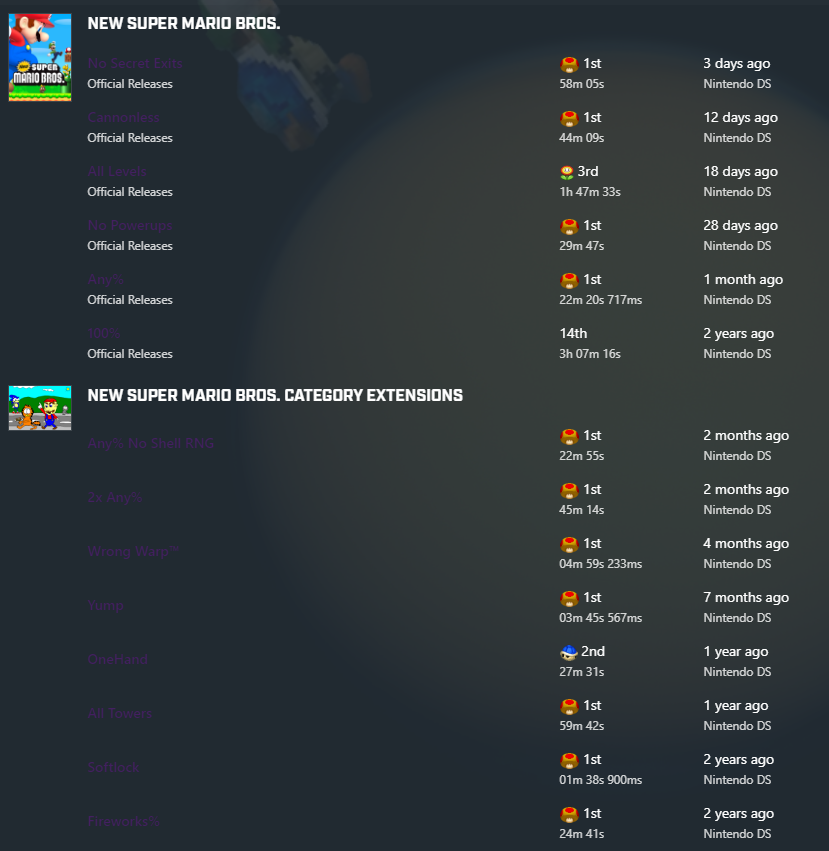 Another day (more like a month or so), another cancer feature from <a href="/speedruncom/">Speedrun.com</a> 
Why must individual levels on people's profiles show obsoleted PBs? I got shit on here from YEARS ago
Why is everything spaced out so deficiently? The region of the game isn't even shown anymore