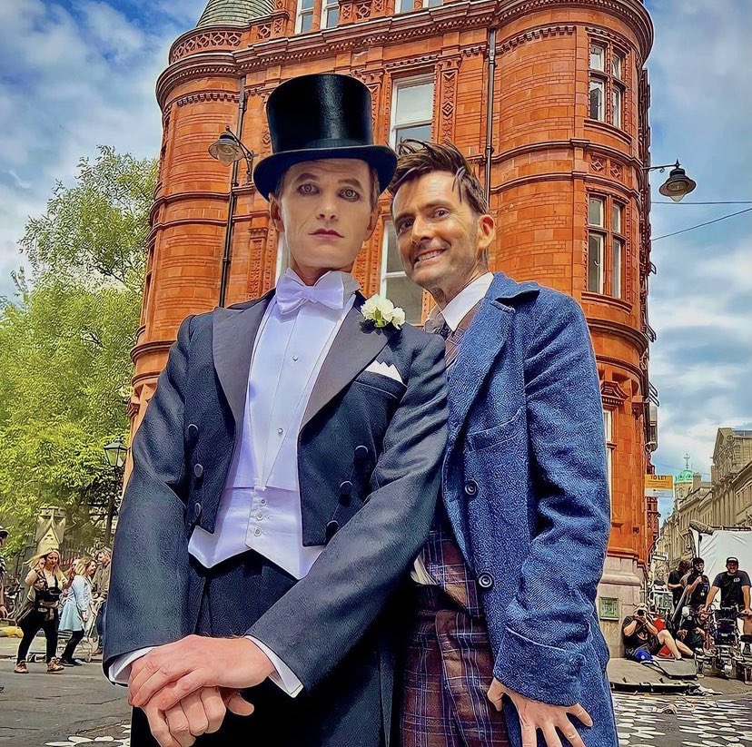 David Tennant and Neil Patrick Harris from Doctor Who filming in May 2022