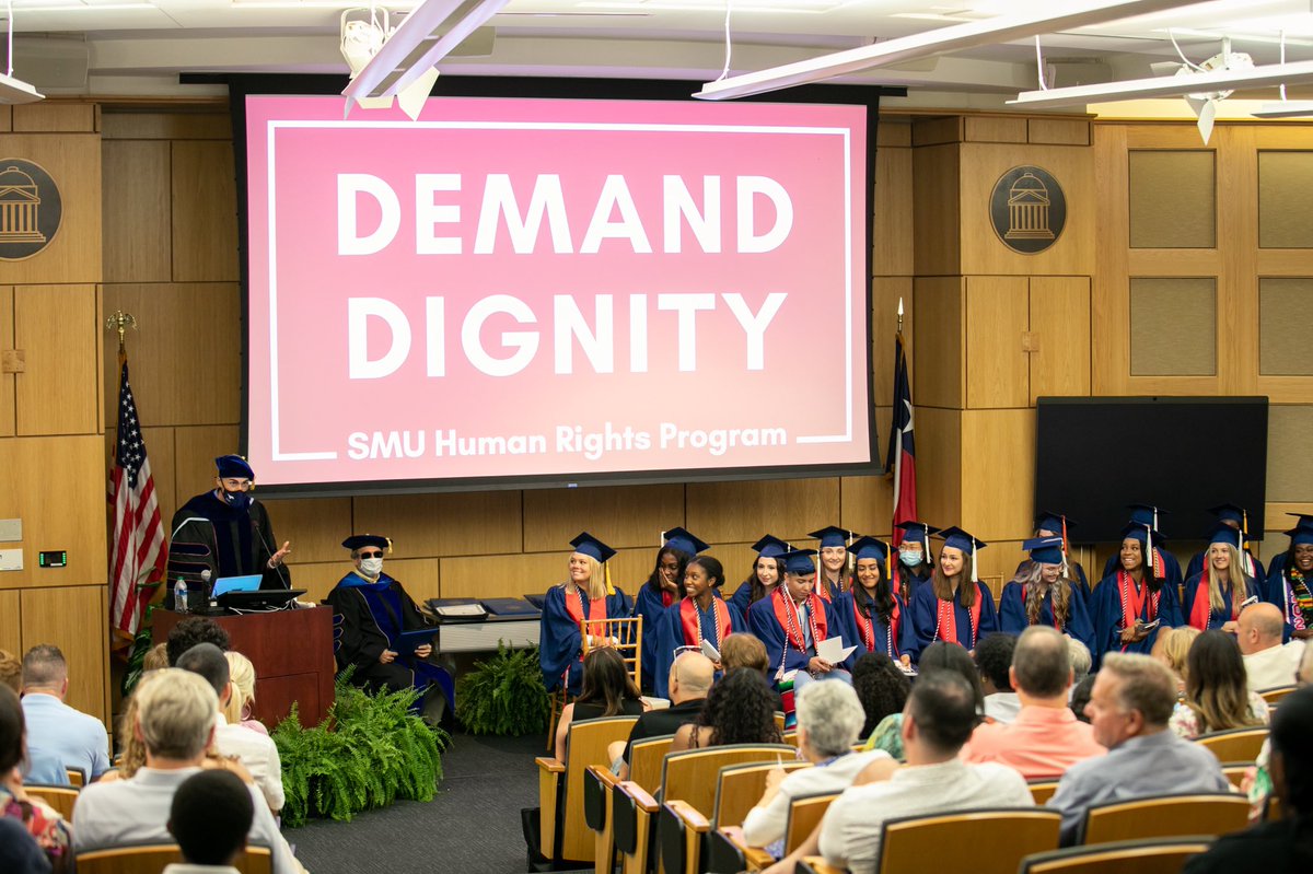 SMUHRP's tweet photo. Congrats to the 22 Mustangs in the #ClassOf2022 who graduated with human rights majors! The world needs more visionary changemakers like you, and your #SMUHumanRights family can’t wait to see how you’ll continue to #DemandDignity as leaders in your fields. #SMU #SMUAlumni #PonyUp https://t.co/qWHZmwqzap