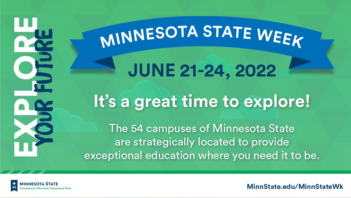 InverHillsCC's tweet photo. Tomorrow is the last day to APPLY FOR FREE! Don't miss out!
Inver Hills is part of @MinnStateEdu, so we’re participating in #MinnesotaStateWeek June 21-24. Throughout the week, you can APPLY FOR FREE. To learn more, visit: https://t.co/iK2PvR9WPU https://t.co/evjPozorgF