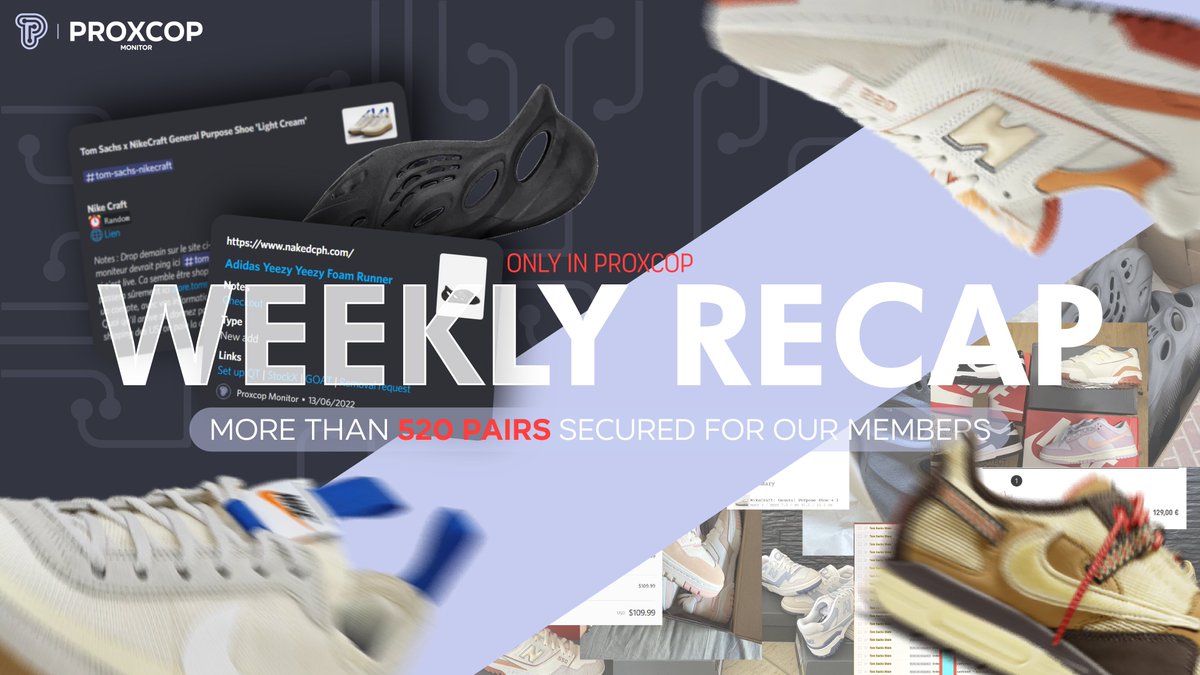 Les membres Proxcop ont encore lavé la semaine dernière 🚀 Nos guides, early links et monitors font la différence 📽️

RT et complète ce form pour tenter de nous rejoindre : 
forms.gle/JVc91h8v2PPU65… 🍀
Gagnants contactés par DM sous 24h 🔑