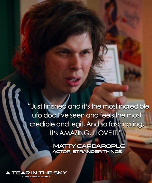 OMniumMedia's tweet photo. Wow, a big thanks to @mattycardarople of @stranger_things for the kind words!
If you've seen the film @atearintheskyf1 please let us know what you think! What made this film different than your typical UFO doc?
#ATearInTheSky #MattyCardarople #StrangerThings #UFO #UFOTwitter https://t.co/iz3mlVoHF6