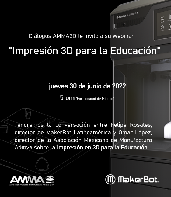 MakerBot_LATAM's tweet photo. Te invitamos al Webinar entre @AMMA3D y MakerBot el jueves 30 de junio a las 5pm CDMX, donde se hablará sobre la impresión 3D para la educación.
¡Regístrate!
https://t.co/Z9ZdYnUiNz https://t.co/uUeRVp81p5