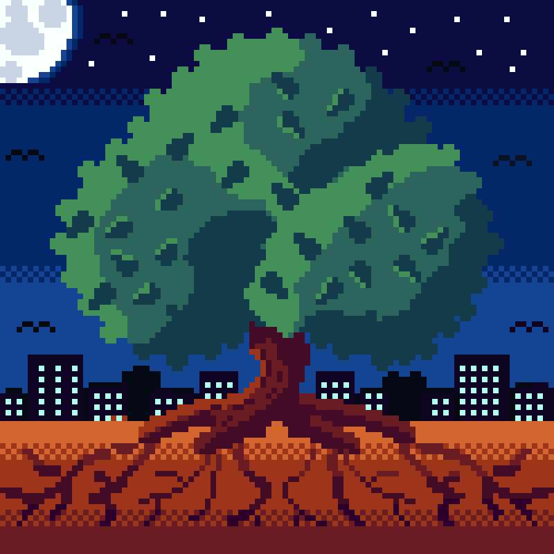 ByteSizedone's tweet photo. Definitely not my best, but its ok i guess😂roots... For today's pixel dailies challenge

#pixel_dailies #roots #pixelart #pixelartist #trees https://t.co/qXH9hjlGaJ