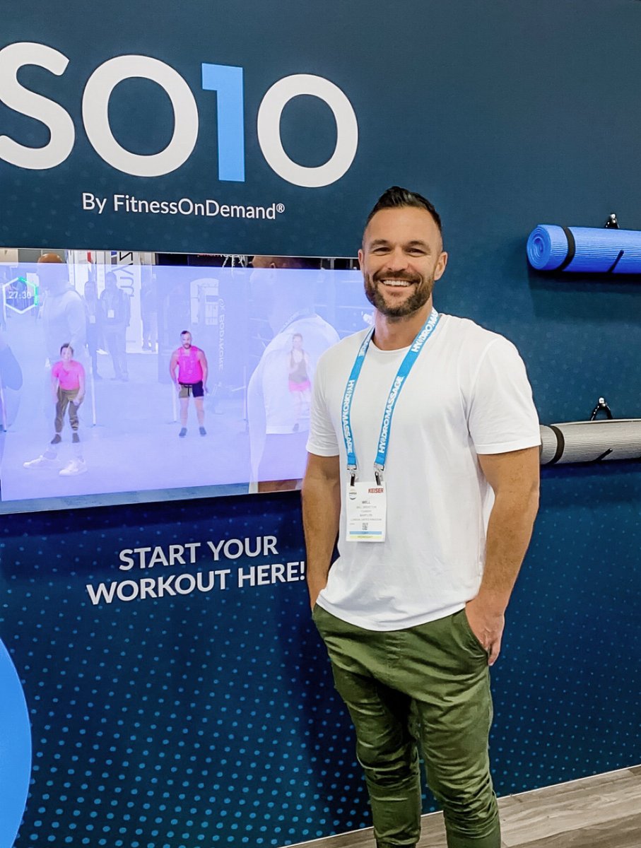FitOnDemand247's tweet photo. Thanks to our provider @WillBrereton of @SH1FTFitness for stopping by our #IHRSA2022 booth to check out the launch of SO1O by FitnessOnDemand! An all-in-one virtual fitness station. Come check it out at Booth #1706! #VirtuallyAnywhere @IHRSA #ihrsa https://t.co/GovkQG3xaU